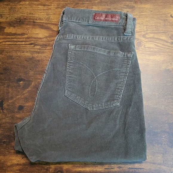 Calvin Klein Jeans Size 6 Corduroy Ultimate Skinny Olive Green Low Rise - Picture 3 of 11